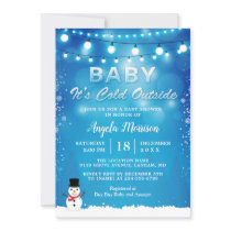Baby It's Cold Outside Winter Lights Baby Shower Invitation