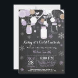 Baby its Cold Outside Winter Mason Jar Baby Shower Invitation<br><div class="desc">Baby its Cold Outside Winter Mason Jar Baby Shower Invitation.  Boy or Girl Baby Shower Invitation. Purple and White Snowflakes. Mason Jar. Floral Flowers. String Lights. Chalkboard Background. Black and White. For further customization,  please click the "Customize it" button and use our design tool to modify this template.</div>