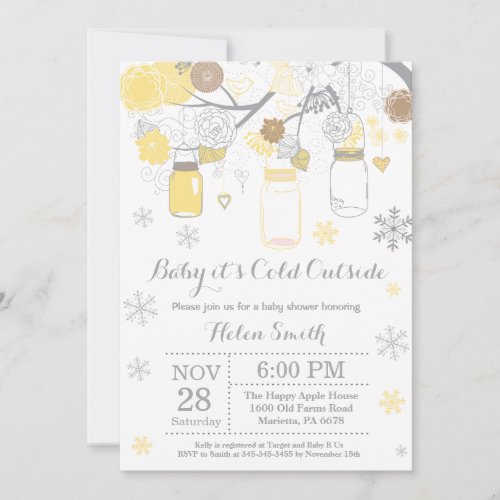 Baby its Cold Outside Winter Mason Jar Baby Shower Invitation