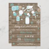 Baby its Cold Outside Winter Mason Jar Baby Shower Invitation (Front/Back)