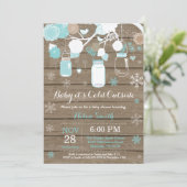Baby its Cold Outside Winter Mason Jar Baby Shower Invitation (Standing Front)
