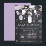 Baby its Cold Outside Winter Mason Jar Baby Shower Invitation<br><div class="desc">Baby its Cold Outside Winter Mason Jar Baby Shower Invitation.  Boy or Girl Baby Shower Invitation. Purple and White Snowflakes. Mason Jar. Floral Flowers. String Lights. Chalkboard Background. Black and White. For further customization,  please click the "Customize it" button and use our design tool to modify this template.</div>