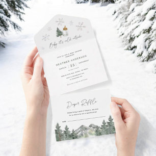 Baby It's Cold Outside Winter Mountain Baby Shower All In One Invitation