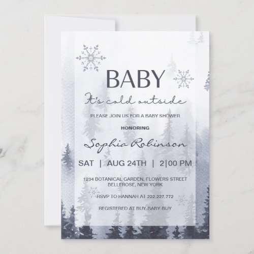 Baby Its Cold Outside Winter Mountain Baby Shower Invitation