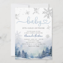 Baby It's Cold Outside Winter Mountain Baby Shower Invitation