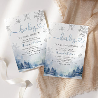 Baby It's Cold Outside Winter Mountain Baby Shower Invitation