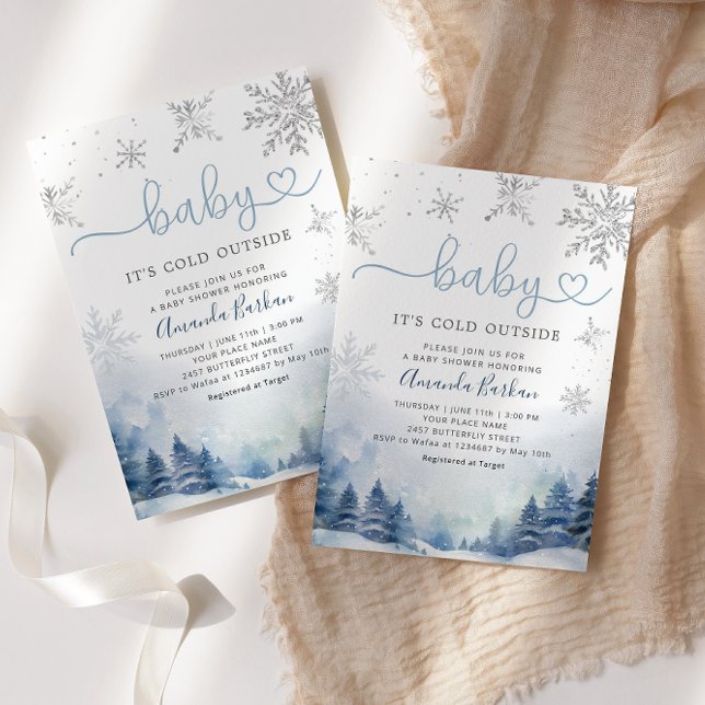 Baby It's Cold Outside Winter Mountain Baby Shower Invitation (Creator Uploaded)