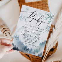Baby It's Cold Outside Winter Mountain Baby Shower Invitation