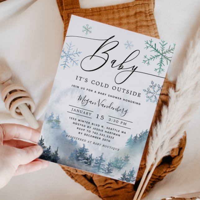 Baby It's Cold Outside Winter Mountain Baby Shower Invitation (Creator Uploaded)