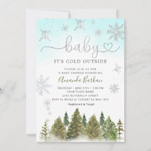 Baby It's Cold Outside Winter Mountain Baby Shower Invitation