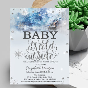 Baby It's Cold Outside Winter Mountain Lake Invitation