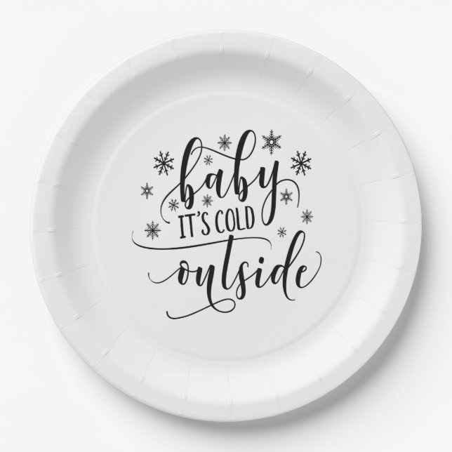 Baby Its Cold Outside Winter party Paper Plates (Front)