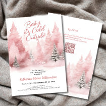 Baby Its Cold Outside Winter Pink Baby Shower Invitation