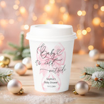 Baby Its Cold Outside Winter Pink Bow Baby Shower Paper Cups