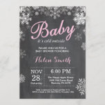 Baby its Cold Outside Winter Pink Girl Baby Shower Invitation<br><div class="desc">Baby its Cold Outside Winter Baby Shower invitation. Pink and White Snowflake. Girl Baby Shower Invitation. Winter Holiday Baby Shower Invite. Chalkboard Background. For further customization,  please click the "Customize it" button and use our design tool to modify this template.</div>