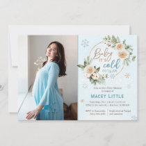 Baby It's Cold Outside Winter Pregnant Mommy Photo Invitation