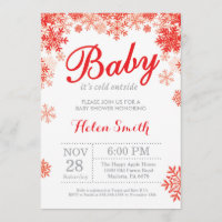 Baby its Cold Outside Winter Red Baby Shower Invitation