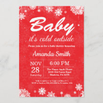 Baby its Cold Outside Winter Red Baby Shower Invitation