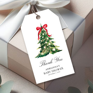 Baby It's Cold Outside Winter Red Bow Thank You Gift Tags