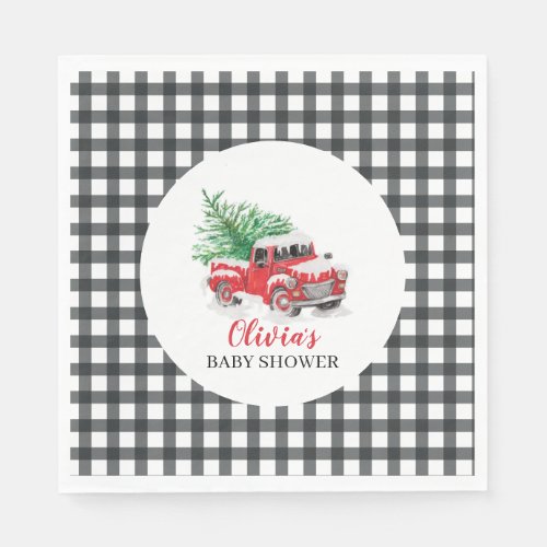 Baby its Cold Outside Winter Red Truck Baby Shower Napkins