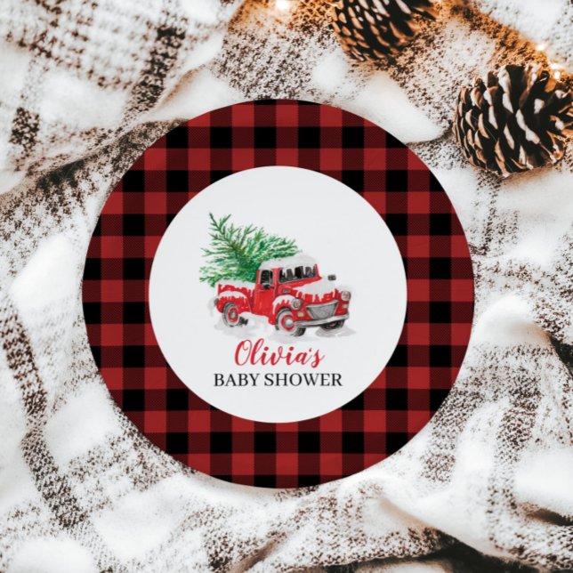 Baby its Cold Outside Winter Red Truck Baby Shower Paper Plates (Creator Uploaded)