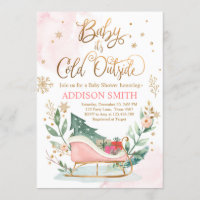 Baby It's Cold Outside Winter Sleigh Baby Shower Invitation