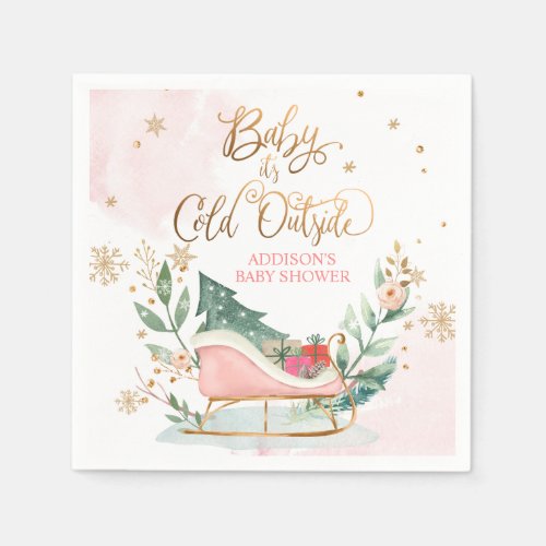 Baby Its Cold Outside Winter Sleigh Baby Shower N Napkins