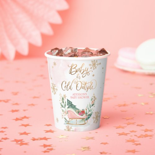 Baby Its Cold Outside Winter Sleigh Baby Shower Paper Cups