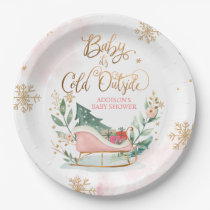 Baby It's Cold Outside Winter Sleigh Baby Shower Paper Plates