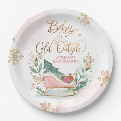 Baby Its Cold Outside Winter Sleigh Baby Shower Paper Plates