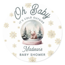 Baby It's Cold Outside Winter Snow Baby Shower Classic Round Sticker