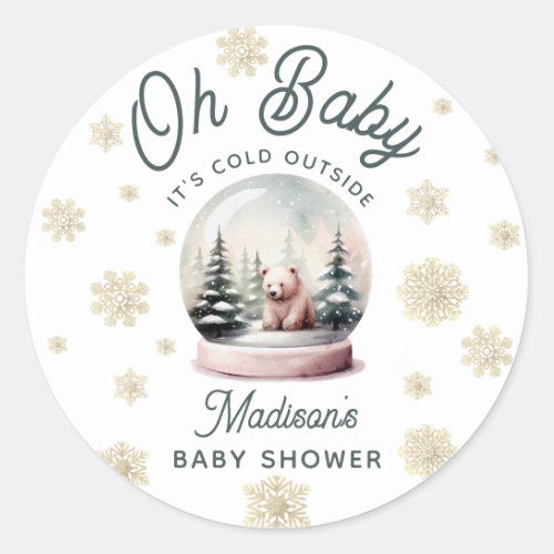 Baby Its Cold Outside Winter Snow Baby Shower Classic Round Sticker