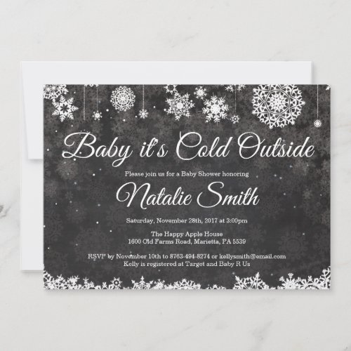 Baby Its Cold Outside Winter Snow Baby Shower Invitation