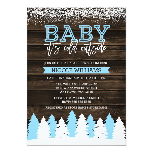 Baby It's Cold Outside Winter Snow Boy Baby Shower Invitation