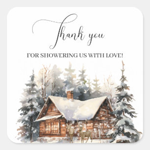Baby It's Cold Outside Winter Snow Thank You Square Sticker
