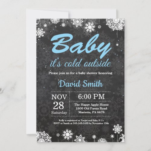Baby its Cold Outside Winter Snowflake Baby Shower Invitation