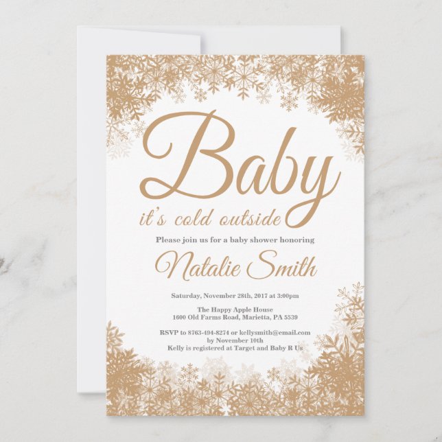 Baby Its Cold Outside Winter Snowflake Baby Shower Invitation (Front)