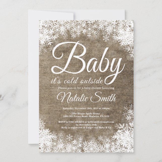 Baby Its Cold Outside Winter Snowflake Baby Shower Invitation (Front)