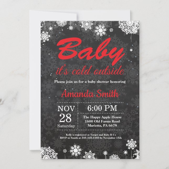 Baby its Cold Outside Winter Snowflake Baby Shower Invitation (Front)