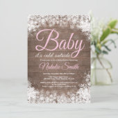 Baby Its Cold Outside Winter Snowflake Baby Shower Invitation (Standing Front)