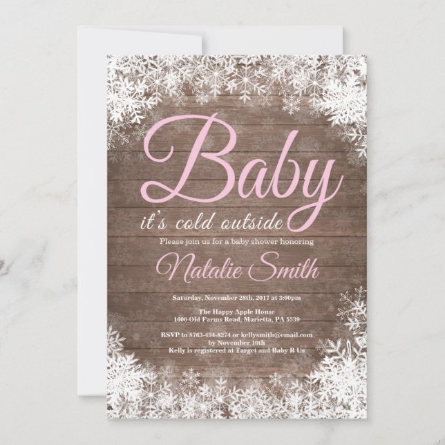 Baby Its Cold Outside Winter Snowflake Baby Shower Invitation (Front)