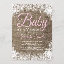 Baby Its Cold Outside Winter Snowflake Baby Shower Invitation