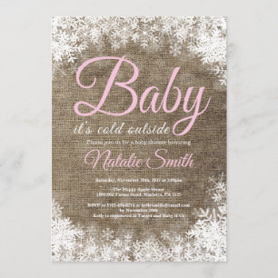 Baby Its Cold Outside Winter Snowflake Baby Shower Invitation