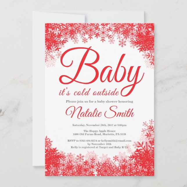Baby Its Cold Outside Winter Snowflake Baby Shower Invitation (Front)