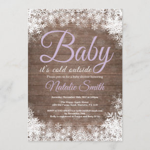 Baby Its Cold Outside Winter Snowflake Baby Shower Invitation