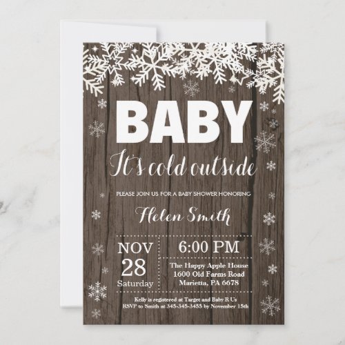 Baby its Cold Outside Winter Snowflake Baby Shower Invitation