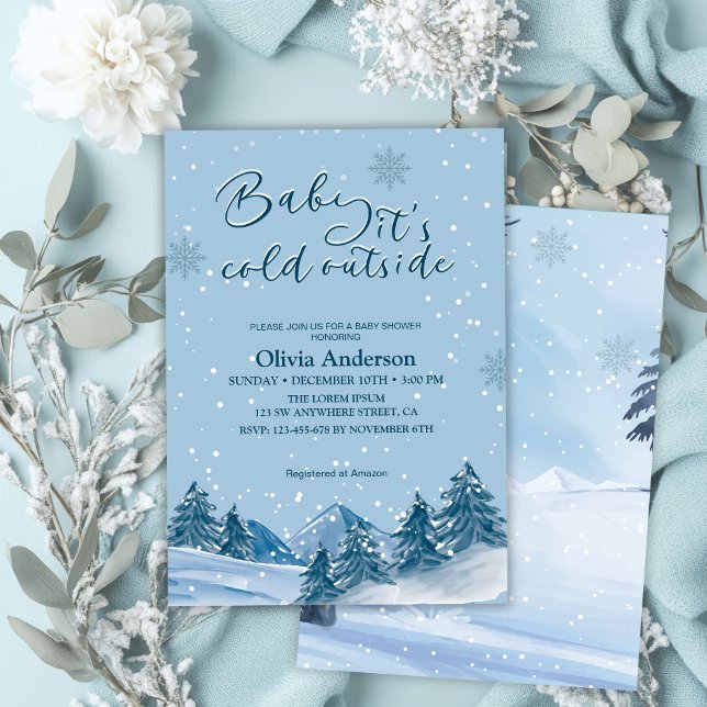 Baby its cold outside winter snowflake baby shower invitation (Creator Uploaded)