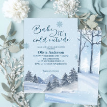 Baby its cold outside winter snowflake baby shower invitation