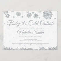 Baby Its Cold Outside Winter Snowflake Baby Shower Invitation