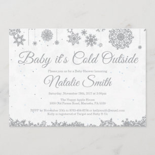 Baby Its Cold Outside Winter Snowflake Baby Shower Invitation